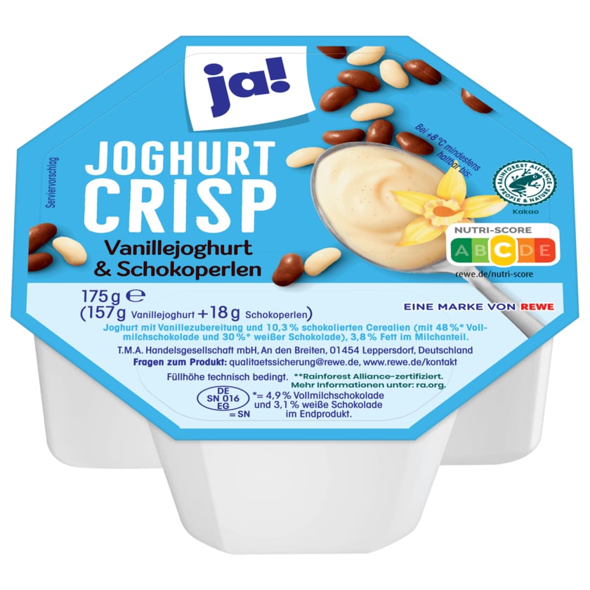 ja! Joghurt Crisp Vanillejoghurt & Schokoperlen 175g